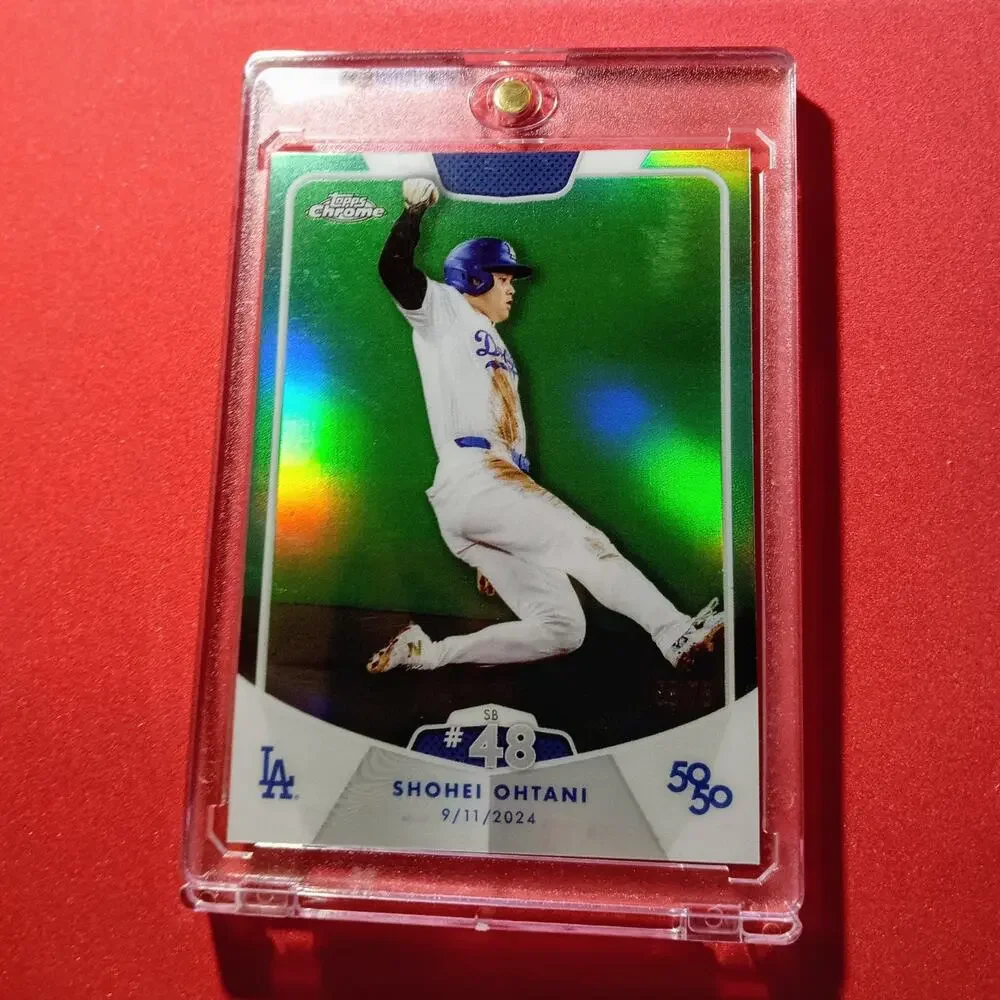 Shohei Ohtani Topps 50/50 Set SB #48 card #95 Green Chrome Refractor SSP 05/75 - Picture 4 of 8